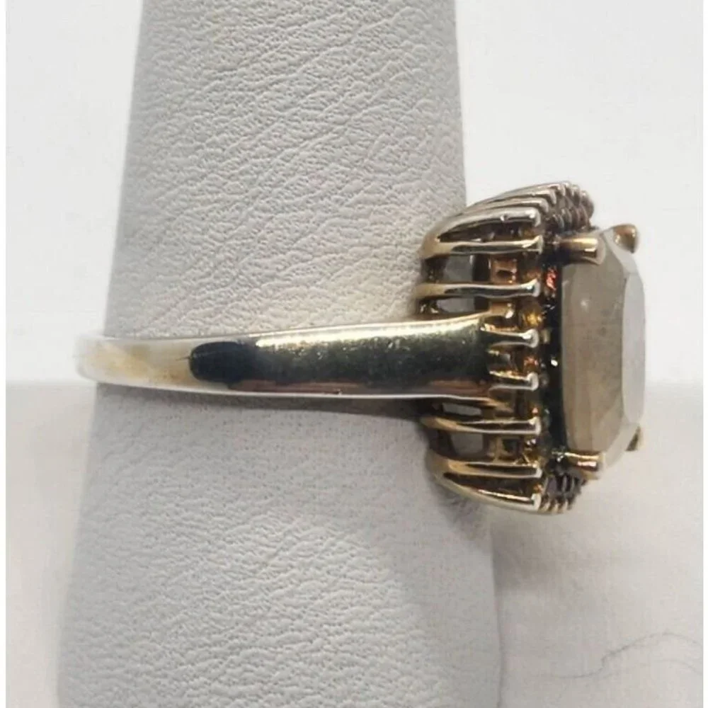 925 STERLING SILVER WITH QUARTZ & HELIDOR RING SIZE 9.5